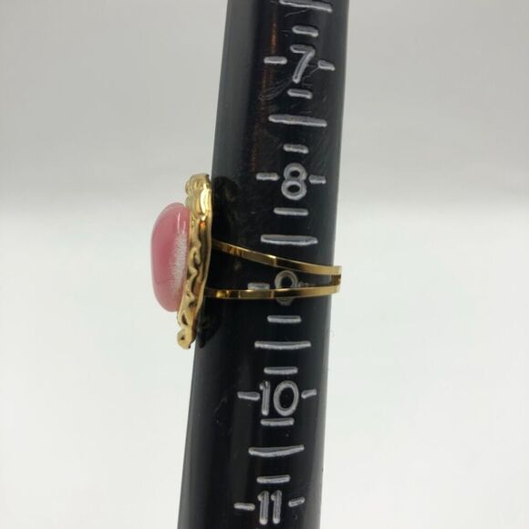 18K Gold Plated Women's Pink Heart Statement Ring Waterproof Hypoallergenic - Picture 6 of 8